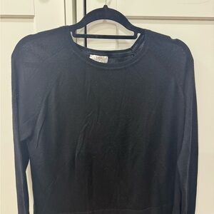 Zara Black Ribbed Crewneck Knit Sweater